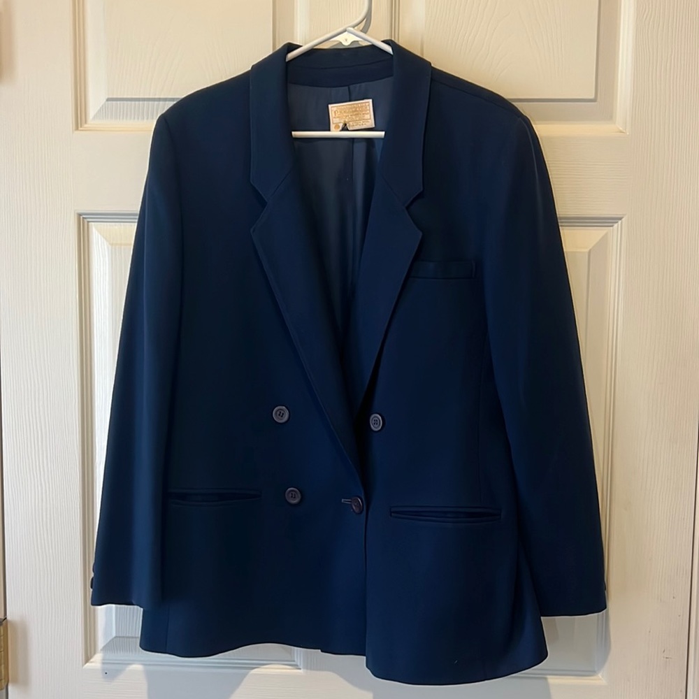 Vintage Pendleton 100%‎ Virgin Wool Navy Blazer Jacket, Size 14